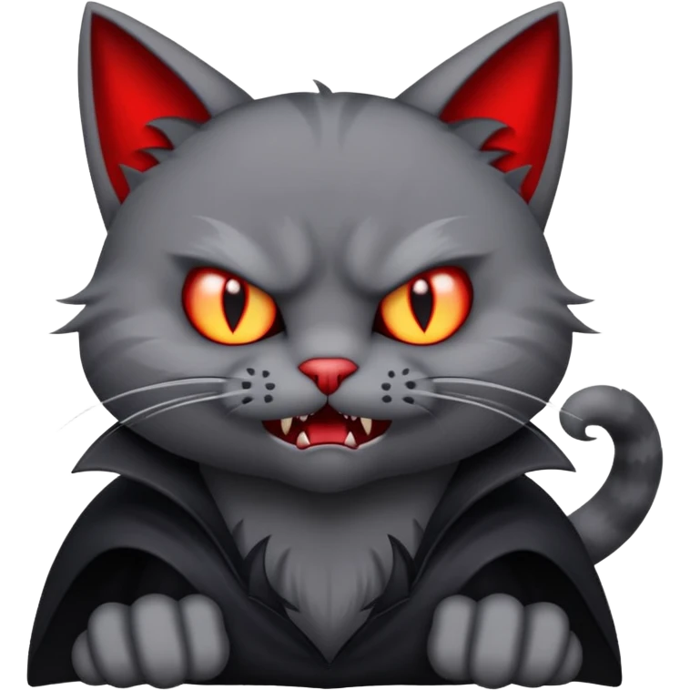 Vampire  cartoon cat with an angry expression, with its paws above its head emoji