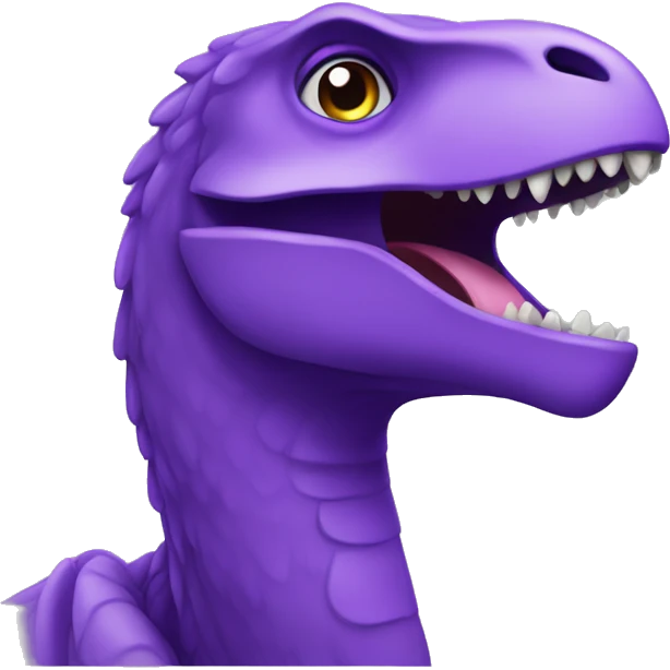 white outlines, purple raptor, in shock, head only emoji
