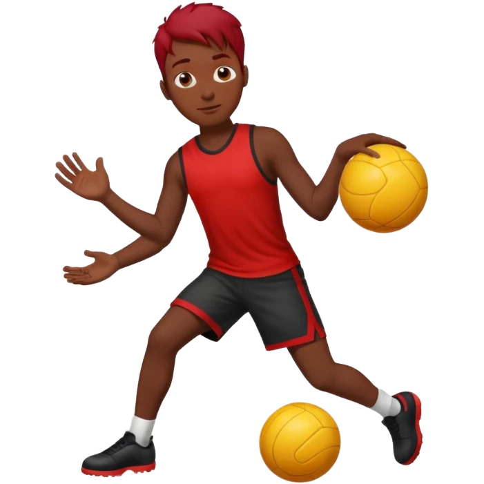 black man who play ball with red hair emoji