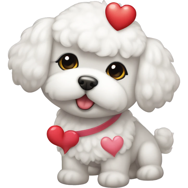 Bichon maltes con diadema de corazón  emoji