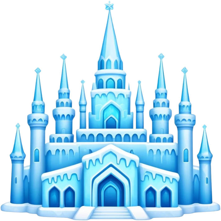Harbin Ice and Snow World colorful ice buildings with lights, simplified emoji style with bold outlines and bright colors, cartoon style ice palace emoji