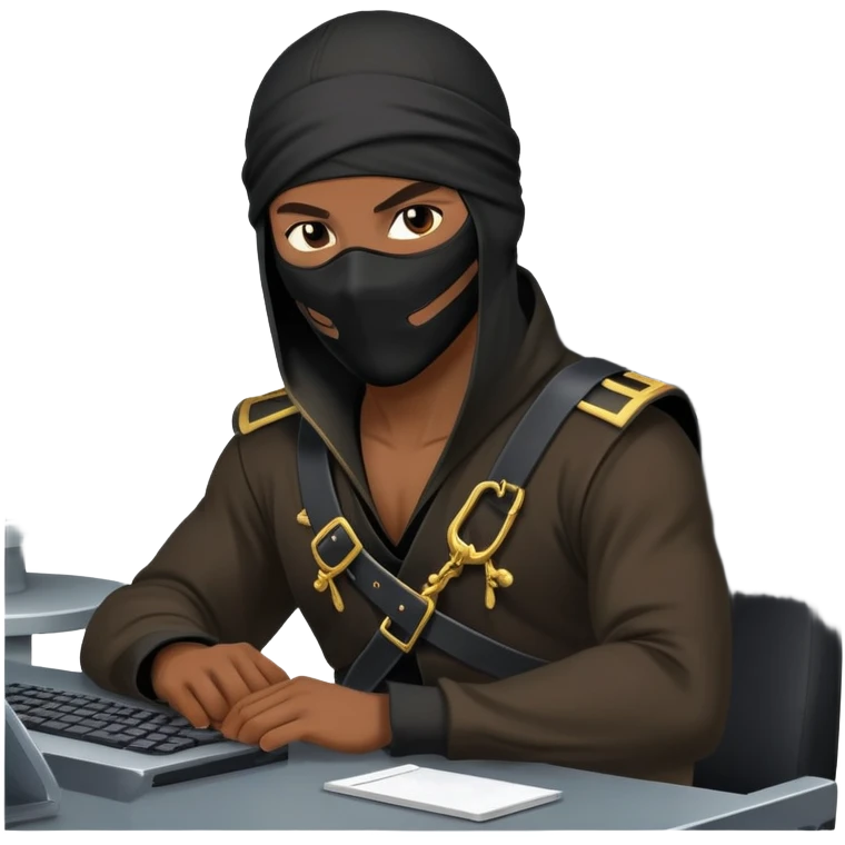 african-ameican mercenary ninja pirate hacker terminal command center emoji