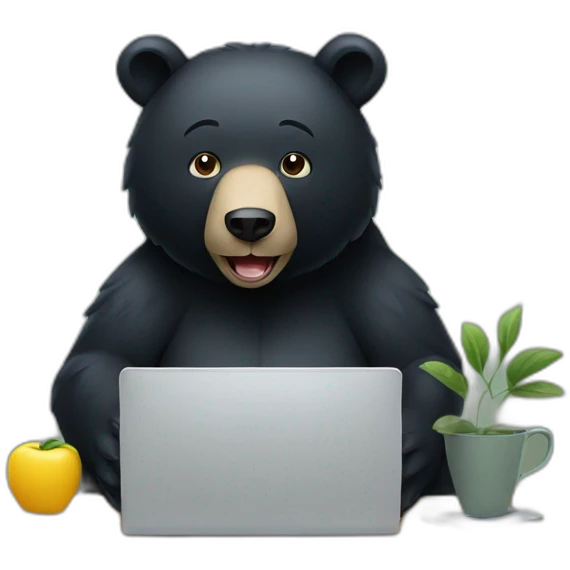black bear working on a laptop emoji