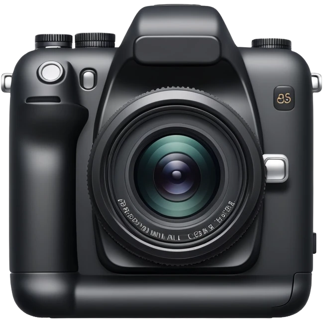 Ultra minimal camera, extremely simplified DSLR, just basic rectangular shape with tiny lens, absolute minimal detail emoji