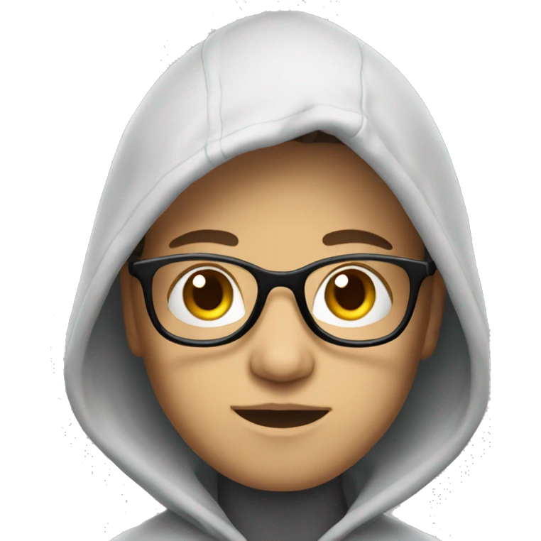 boy in hoodie with glasses white skin emoji