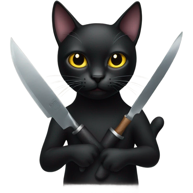 Black cat holding a knife emoji