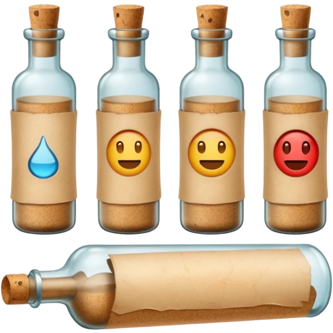 message bottles with paper roll emoji