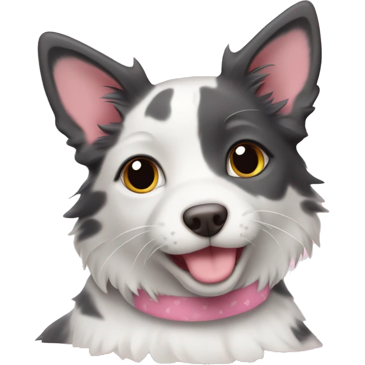 American shorthair with a border collie with pink little hearts emoji
