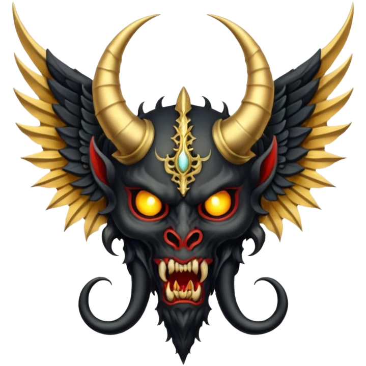 holy emblem with black wings with horn demon emoji