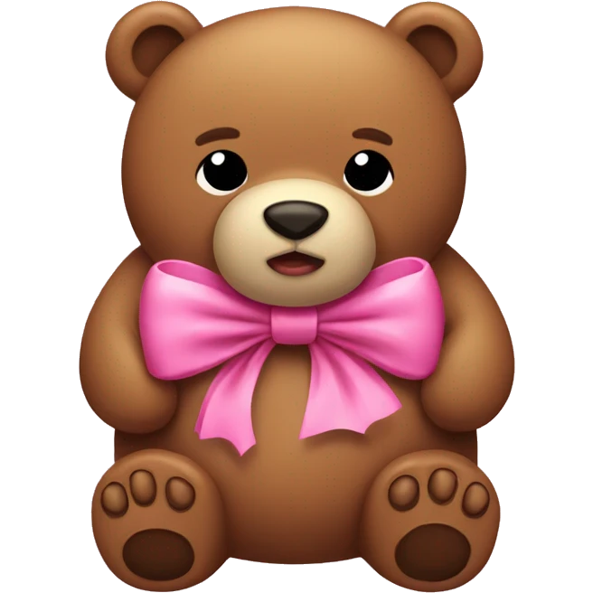 brown fat bear pink bow emoji