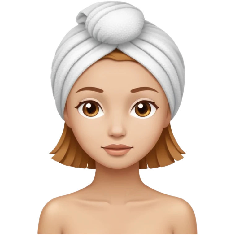 girl with light brown hair at a spa, facial towel wrapped on her head emoji