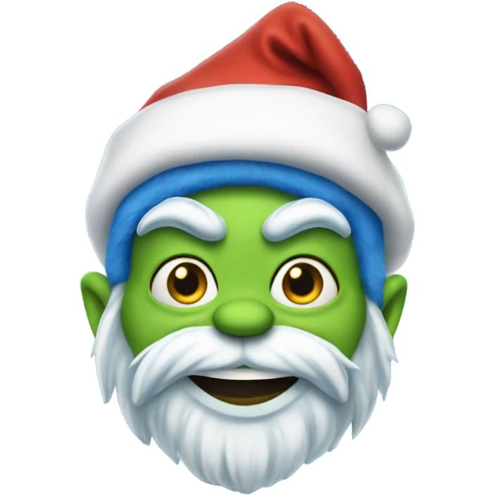 Blue grinch in Santa costume emoji