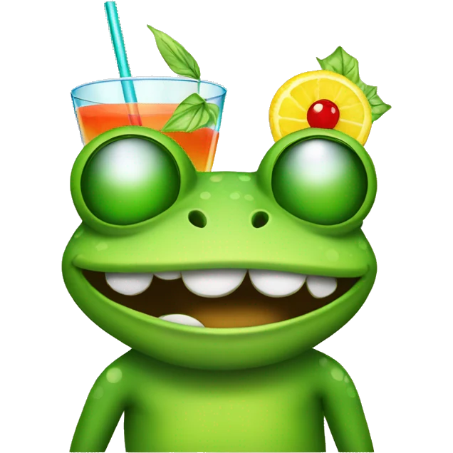 frog with cocktail and glasses  emoji