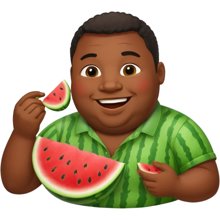 Fat black man eating watermelon emoji