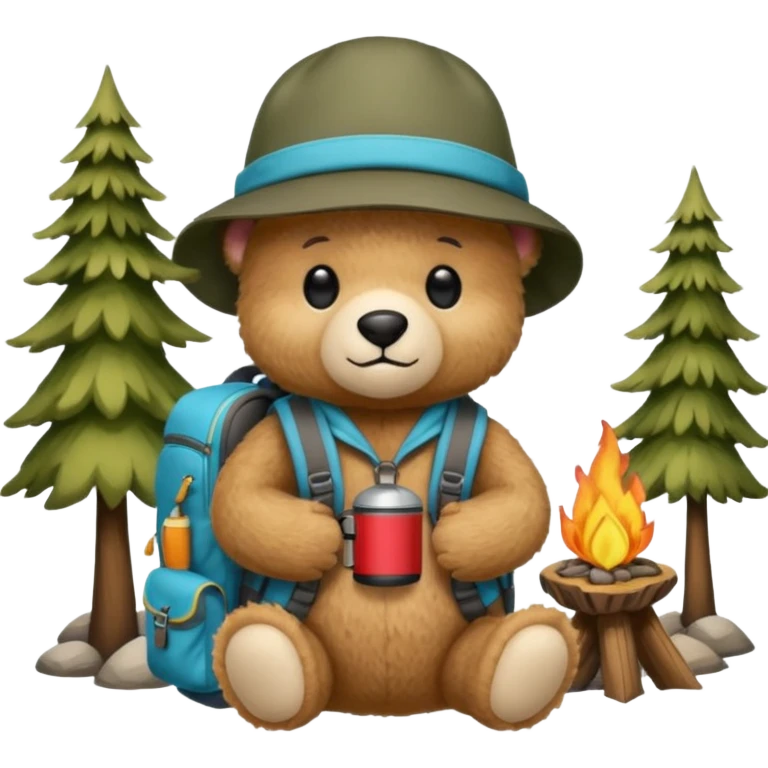Teddy bear camping emoji