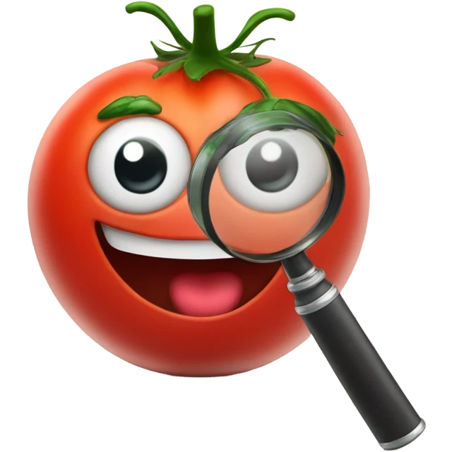 happy tomato with magnifying glass in hand emoji