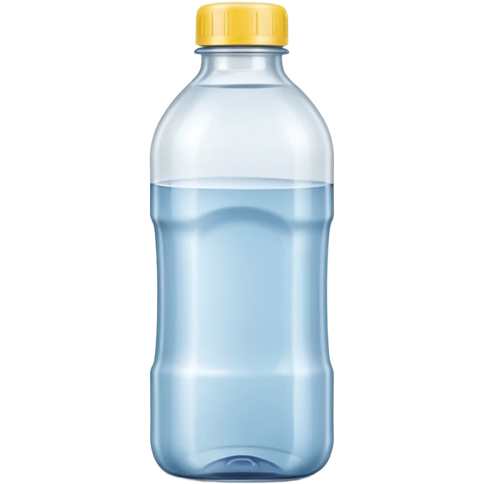 transparent plastic bottle with a curved neck and screw cap, filled with clear liquid, neutral slightly utilitarian shape, multipurpose household use, no label, no measuring cap, no extras, soft lighting, subtle shadows, emoji scale emoji