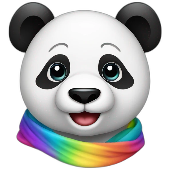 Mannelijke panda met Rainbow sjaal om emoji