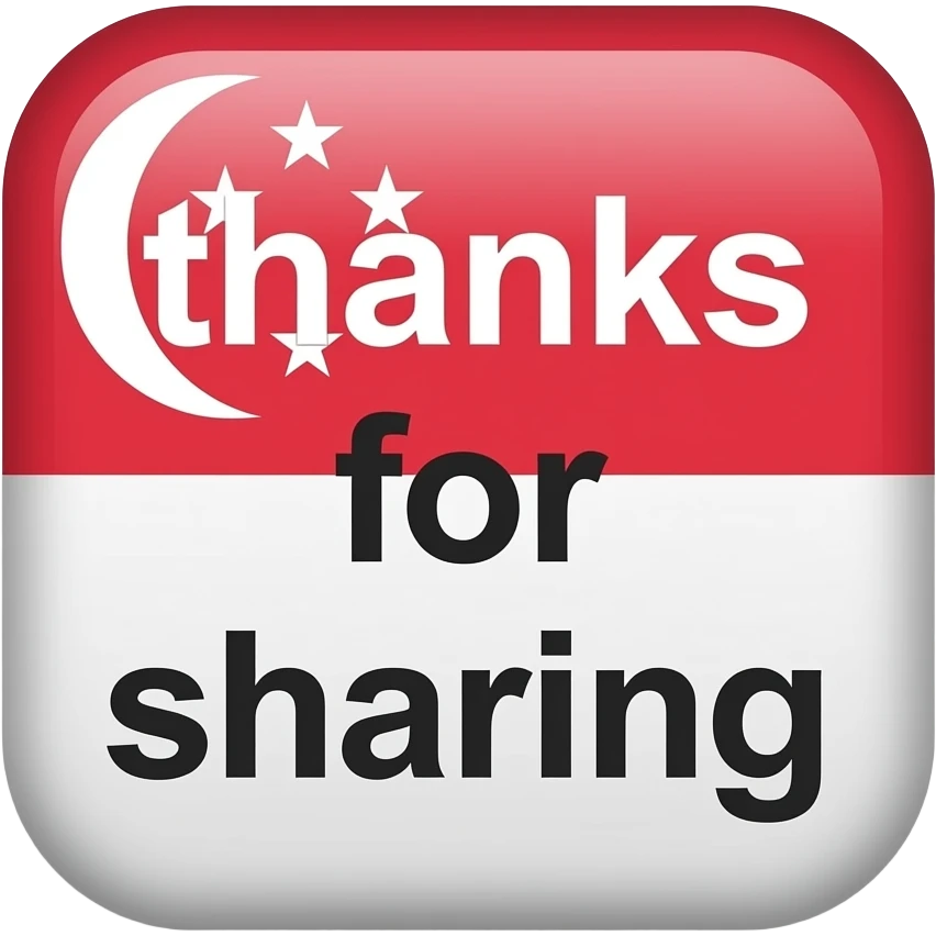 A Singapore fridge magnet with the words ‘thanks for sharing’ printed on it emoji