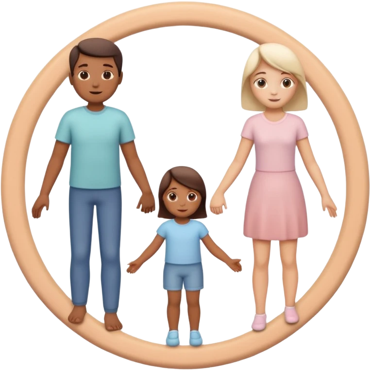 Three simple figures (parent and child) holding hands in a circle, soft pastel colors, symbolizing family support. emoji