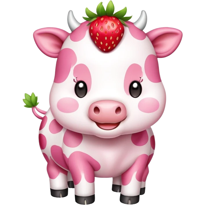 Pink cute strawberry cow chibi  emoji