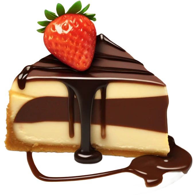 Cheese cake with strawberries and chocolate sauce emoji