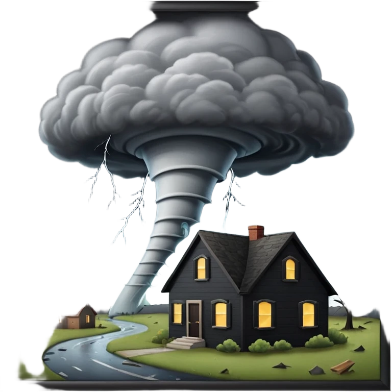 Tornado in storm with home emoji