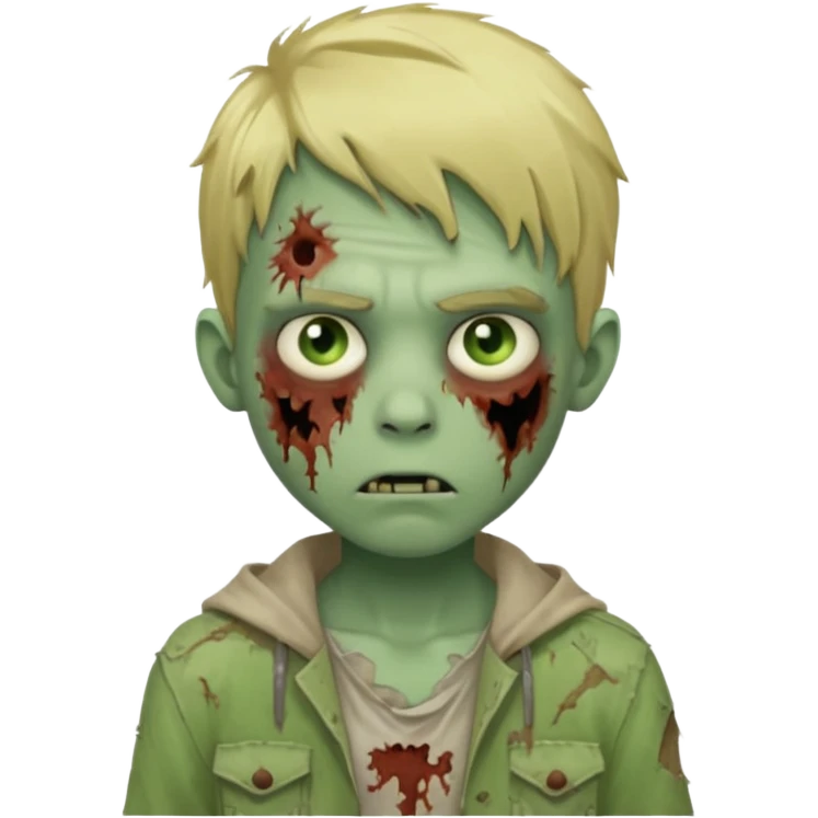 boy zombie with blonde hair and pale green skin emoji