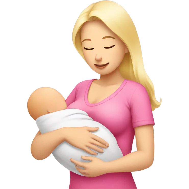 blonde woman breast feeding newborn. pink shirt emoji