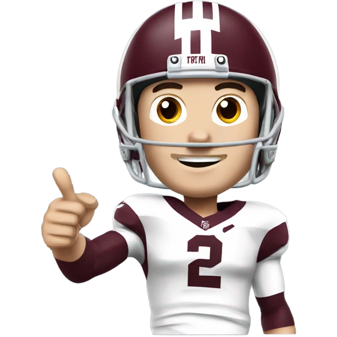 Johnny manziel in a Texas a&m maroon uniform holding up one thumb  emoji