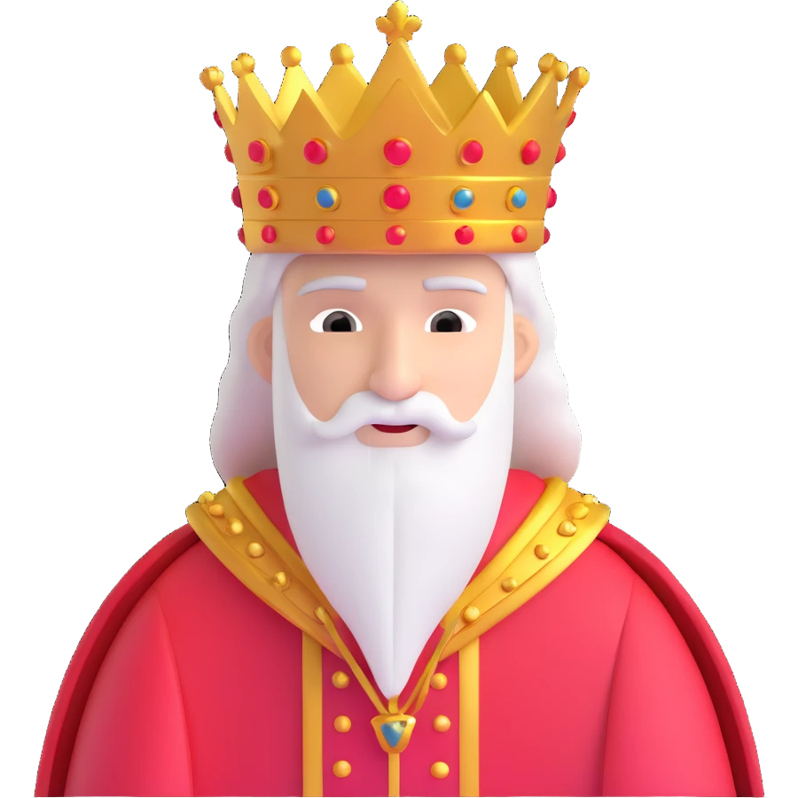 king with golden crown and red robe emoji