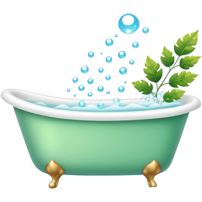 Bathtub with leaves for bubbles and steam  emoji