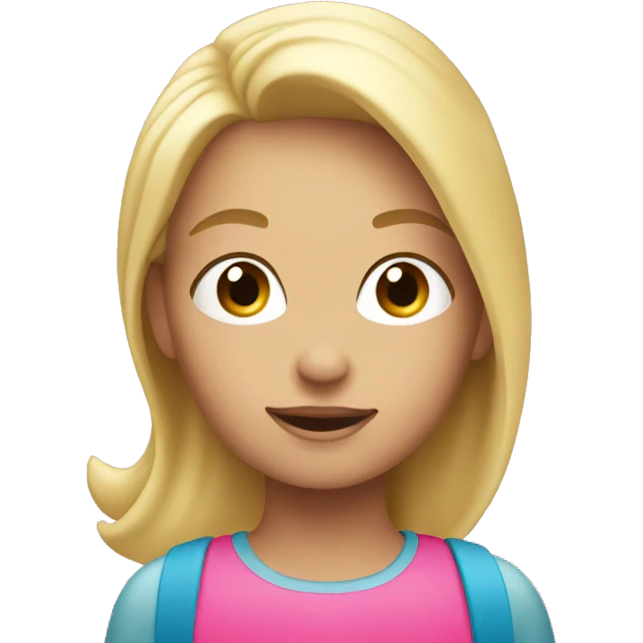 blond girl with big pink water bottle emoji