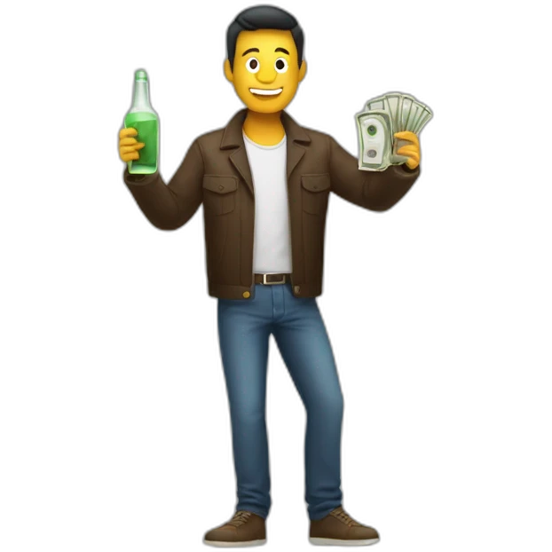 Man with money and alcohol emoji