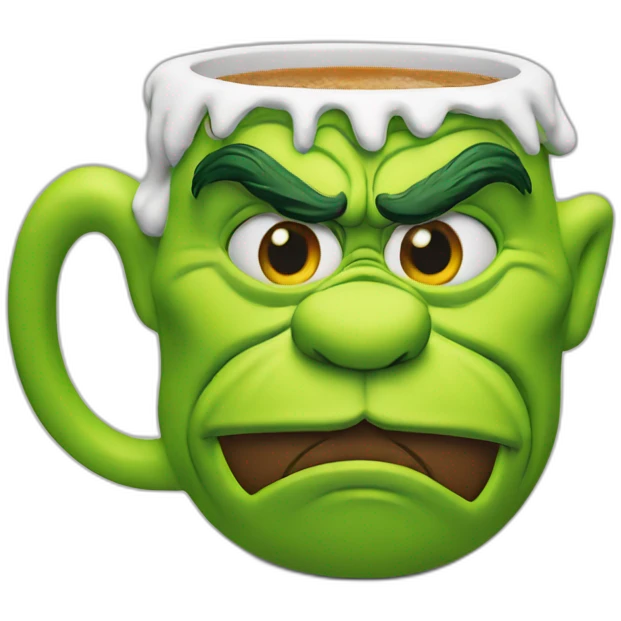 Grinch face shaped mug emoji