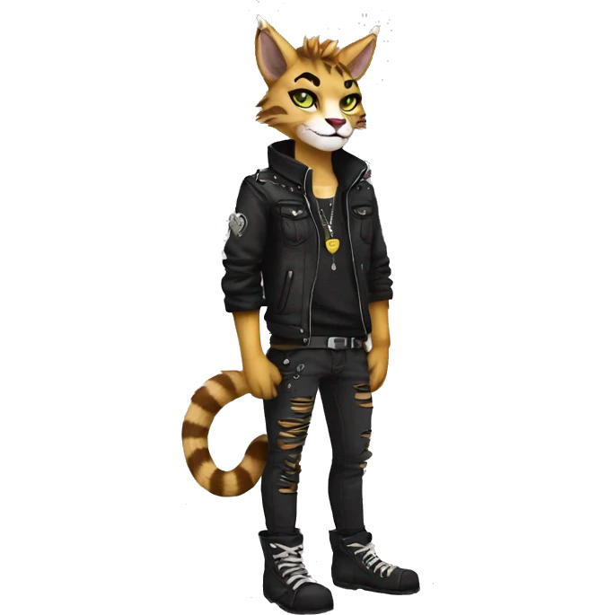 Anthro Punk Bobcat Full body emoji