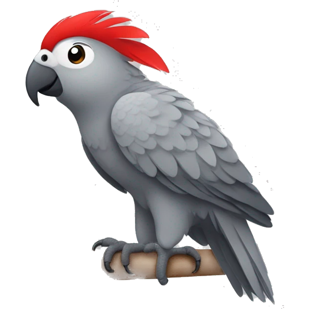 Gray parrot with one red feather on his butt emoji