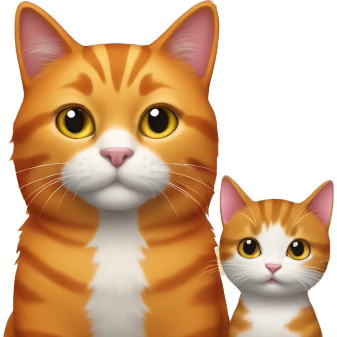 Big orange cat AND small tricolour kitty emoji