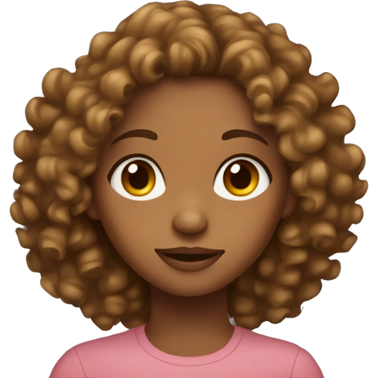 Light brown skin girl with curly brown hair emoji