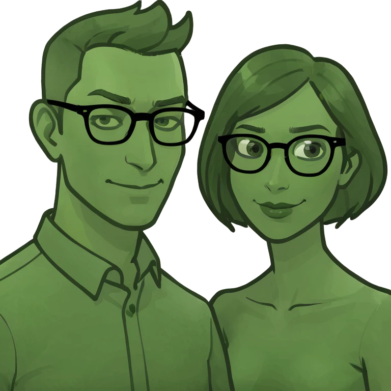Brown woman black hair kissing white man glasses light brown medium hair  emoji