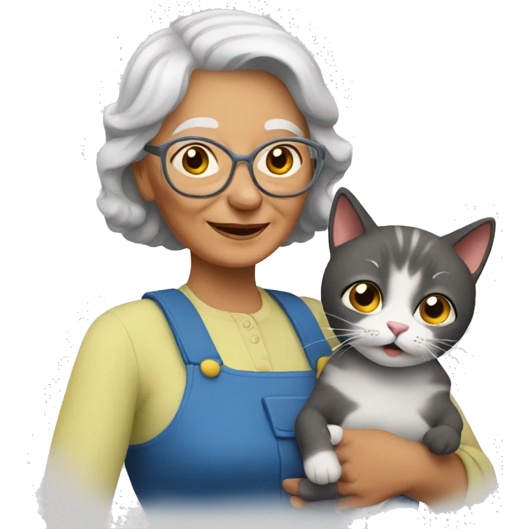 Grandma with cat  emoji