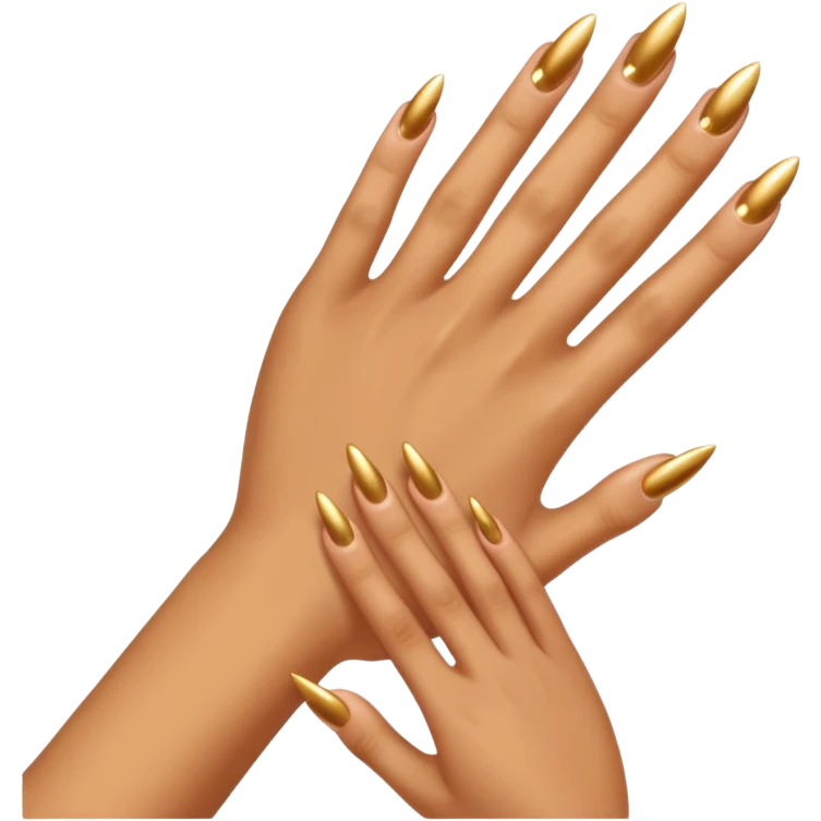 Tan skin hand with gold nails emoji