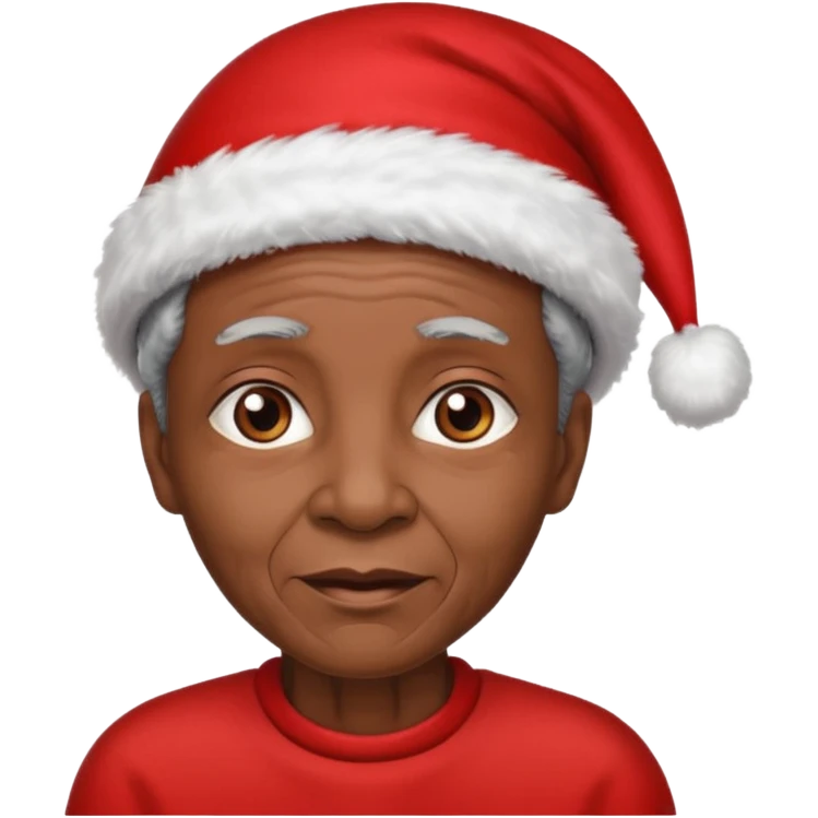 black elderly with red xmas hat emoji