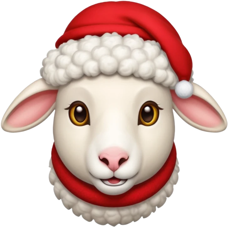 Sheep wear a red hat emoji