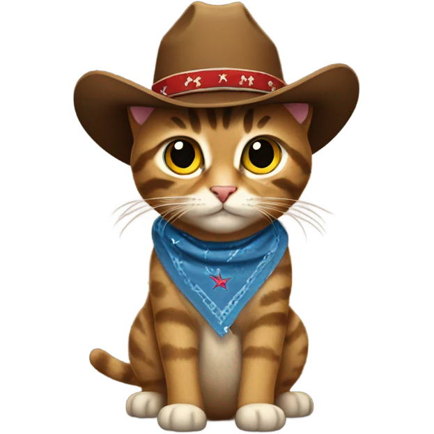 Brown tabby cat cowboy emoji