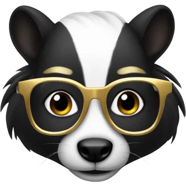 Skunk wearing gold frame glasses emoji