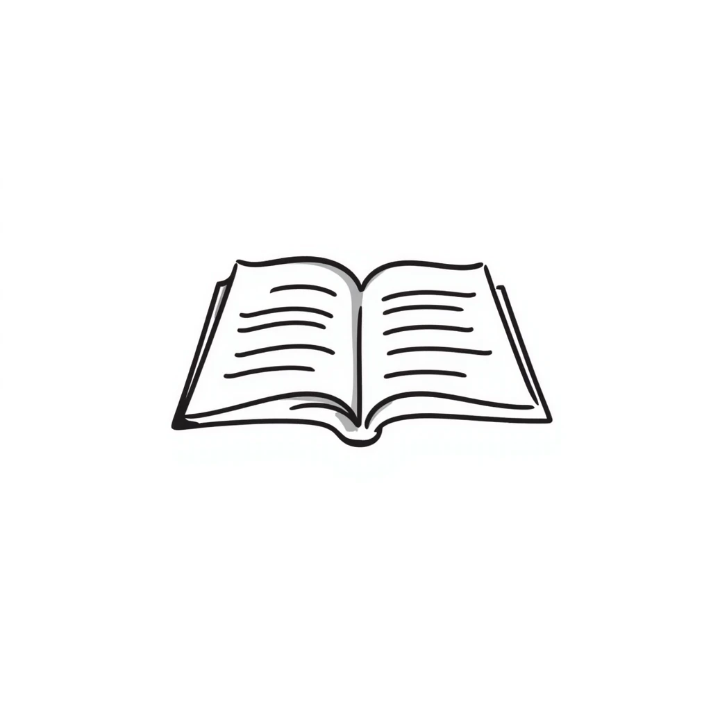 hand-drawn open book with visible text emoji