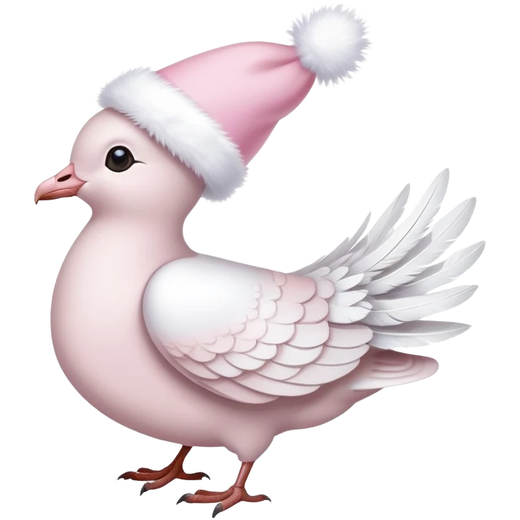 light pink beautiful magestic dove wearing light pink and white christmas hat  emoji