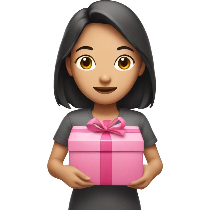 An Asian woman holds a pink package in her hand emoji