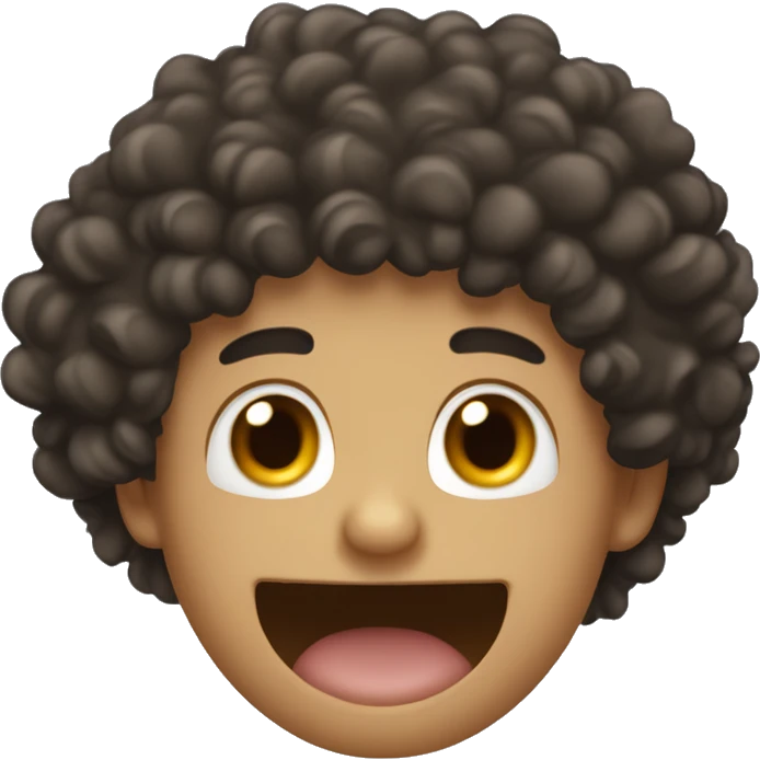 A light skinned Honduras man with curly hair and a mole on his right cheek, opening his mouth sticking his tongue out happy emoji